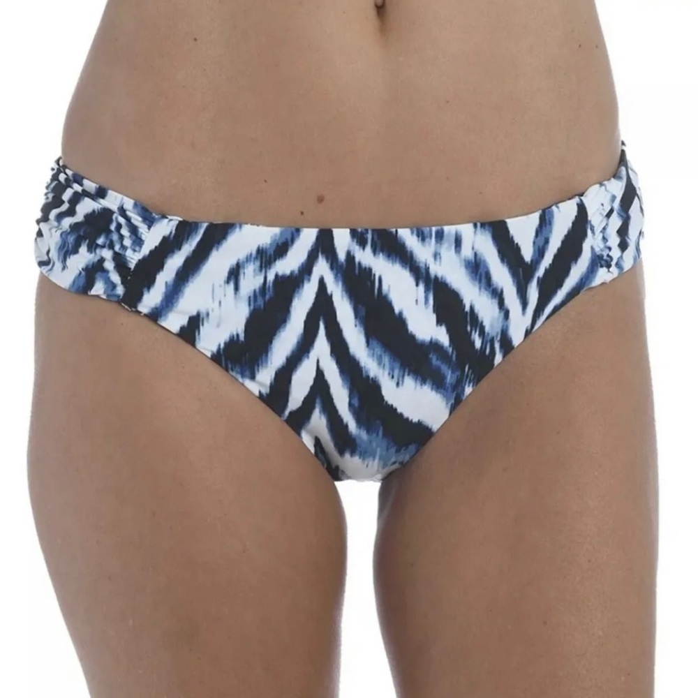 La Blanca BLUE Animal Instinct Side Reversible Bikini Swimwear Bottom Size 16